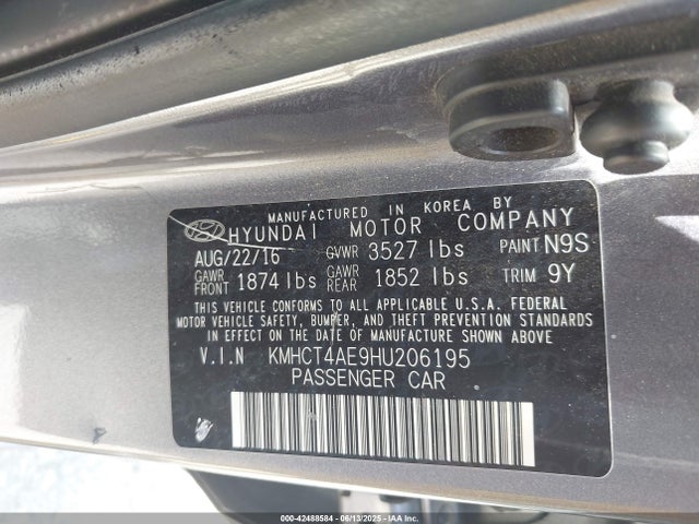 KMHCT4AE9HU206195 Hyundai 2017