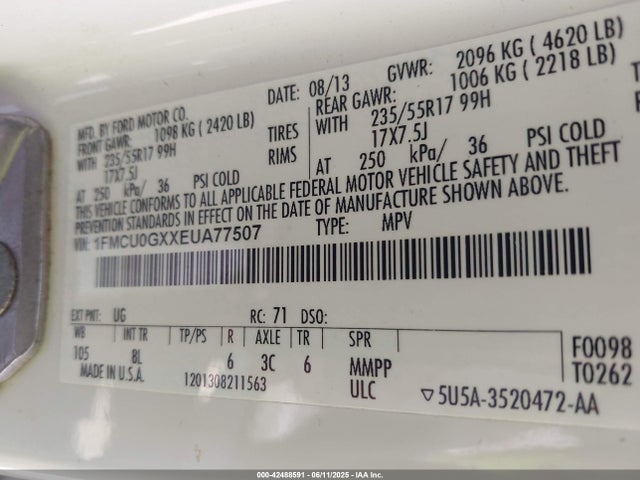 1FMCU0GXXEUA77507 Ford 2014