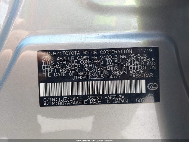 JTHGA1D22L5104377 Lexus 8ar-fts