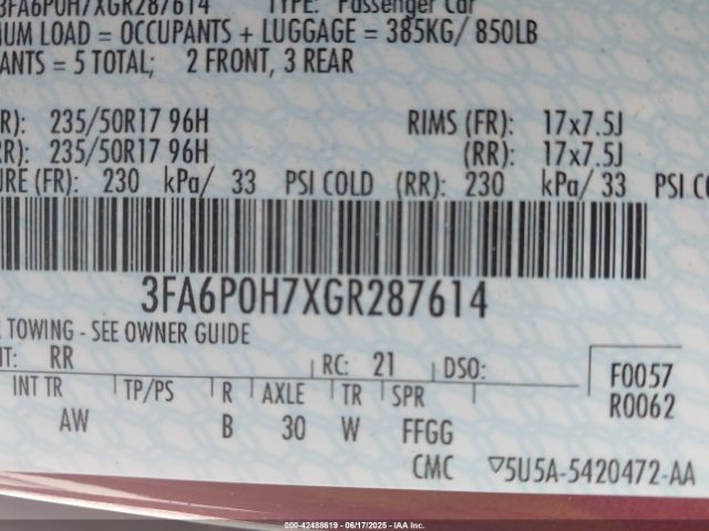 2016 FORD FUSION 3FA6P0H7XGR287614 Photo 8