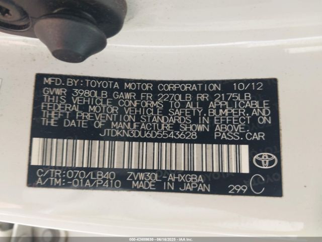 2013 TOYOTA PRIUS JTDKN3DU6D5543628 Photo 8