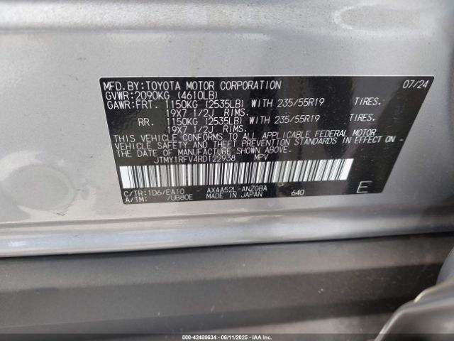 JTMY1RFV4RD122938 Toyota a25a-fks