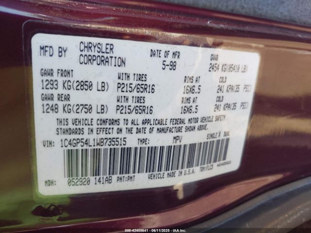 1998 CHRYSLER TOWN & COUNTRY 1C4GP54L1WB735515 Photo 8