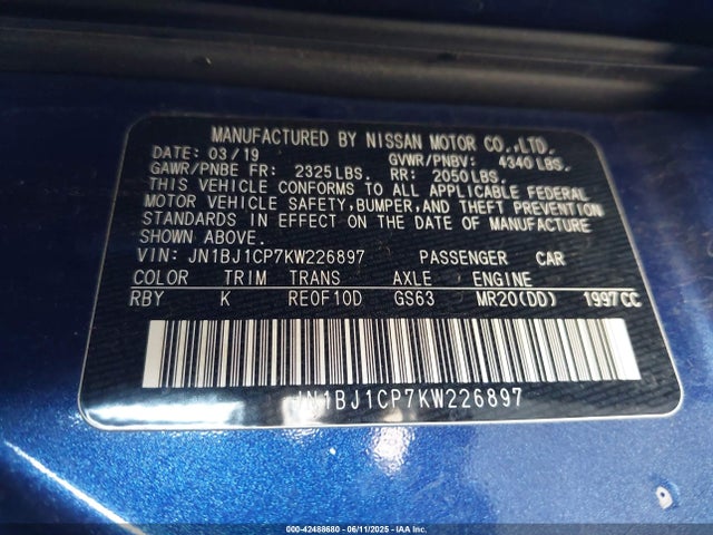 JN1BJ1CP7KW226897 Nissan 2019