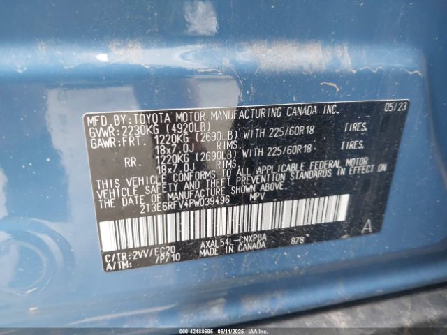2T3E6RFV4PW039496 Toyota Rav4 Xse Hybrid