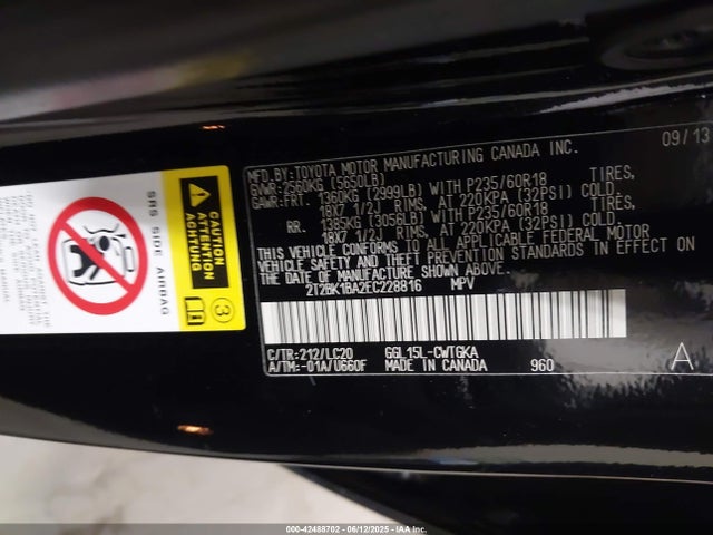 2T2BK1BA2EC228816 Lexus 2gr-fe