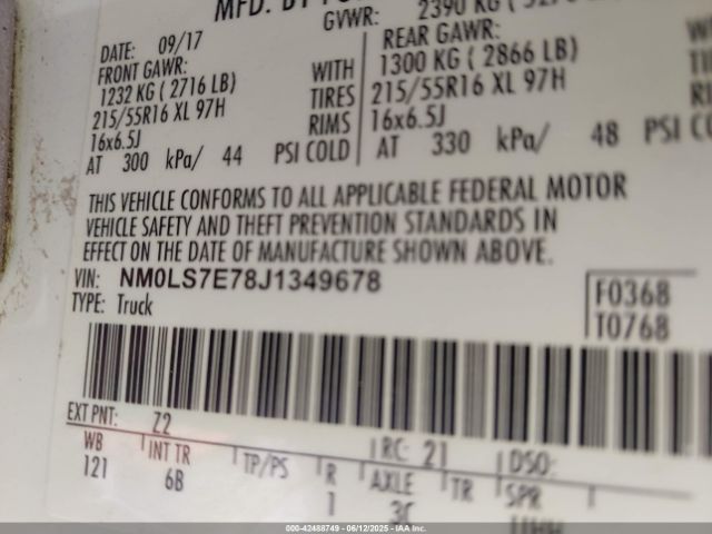 NM0LS7E78J1349678 Ford Transit Connect Xl