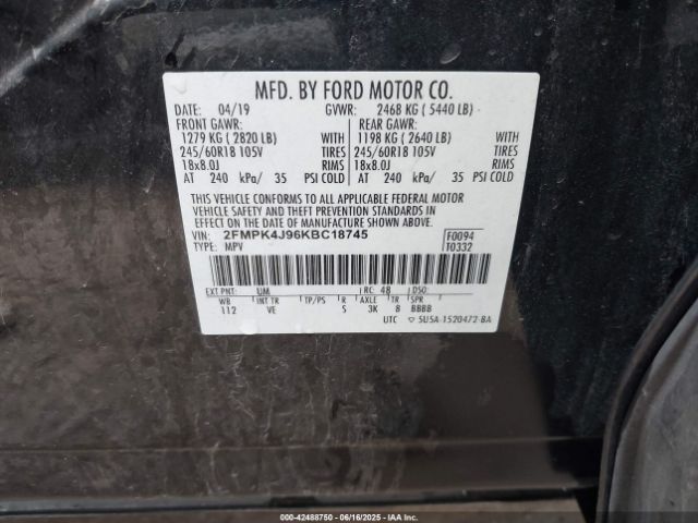 2019 FORD EDGE 2FMPK4J96KBC18745 Photo 8