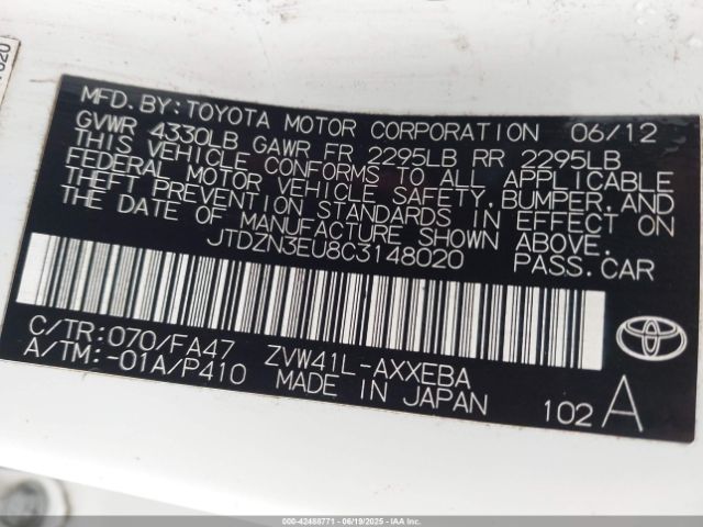 2012 TOYOTA PRIUS V JTDZN3EU8C3148020 Photo 8