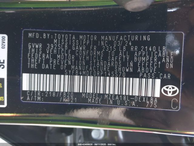 5YFB4MDE0RP145570 Toyota COROLLA LE