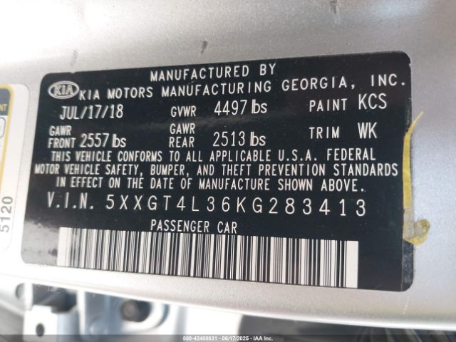 2019 KIA OPTIMA 5XXGT4L36KG283413 Photo 8