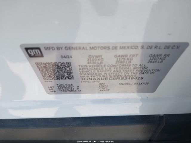 3GNAXUEG5RS249419 Chevrolet Equinox Awd Lt