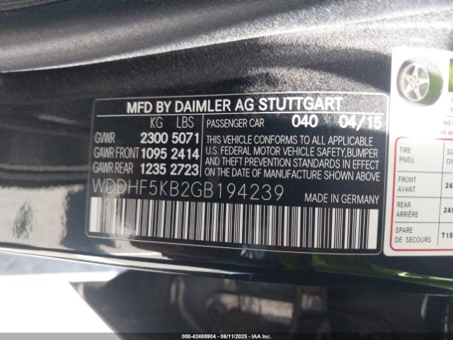 WDDHF5KB2GB194239 Mercedes-Benz 2016