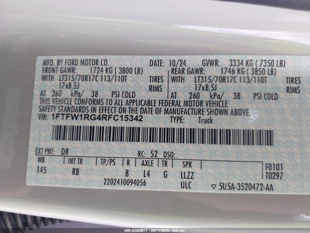 Ford gtdi 2024 1FTFW1RG4RFC15342 Image 9