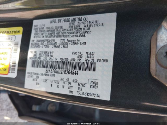 3FA6P0HD2FR204844 Ford FUSION SE