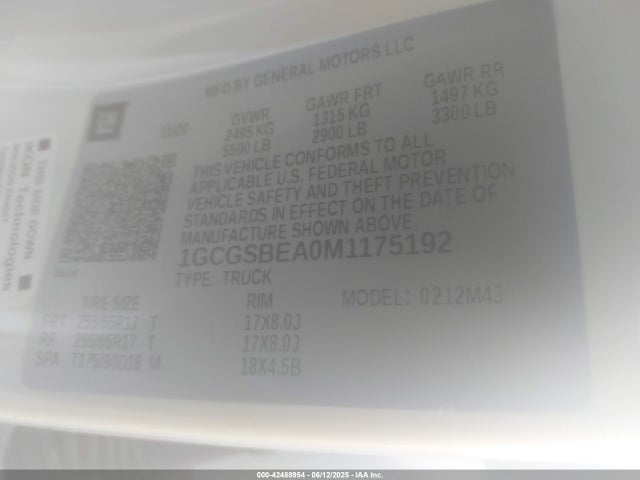 1GCGSBEA0M1175192 Chevrolet lcv - l4, sidi, dcvcp, vvt, e85 max , e0-e100, alum