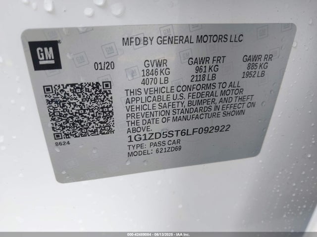 Chevrolet lfv - direct injection, variable valve timing, gen 1 2020 1G1ZD5ST6LF092922 Image 9