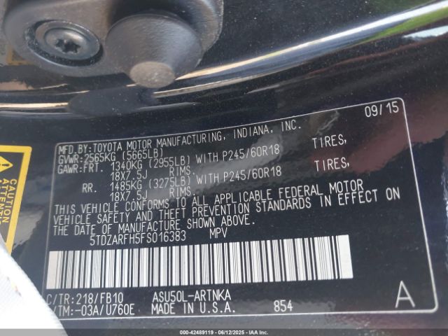 2015 TOYOTA HIGHLANDER 5TDZARFH5FS016383 Photo 8