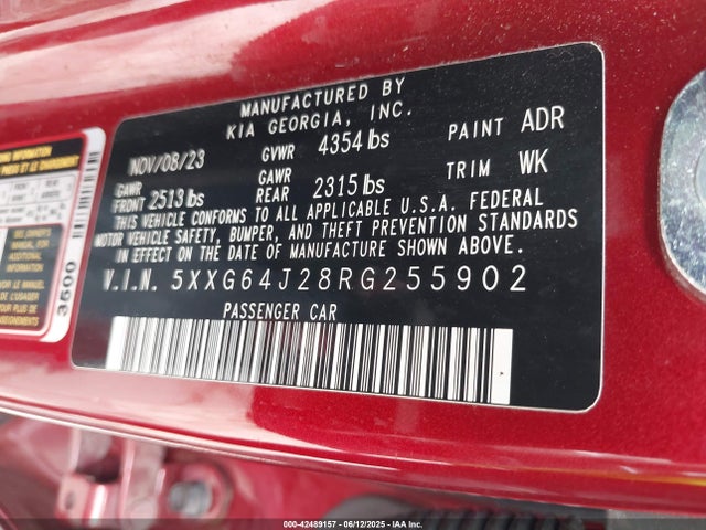 5XXG64J28RG255902 KIA t-gdi gamma ii