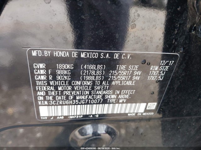 3CZRU6H35JG710077 Honda r18z9