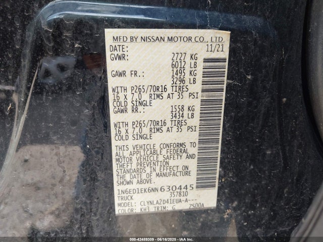 1N6ED1EK6NN630445 Nissan 2022