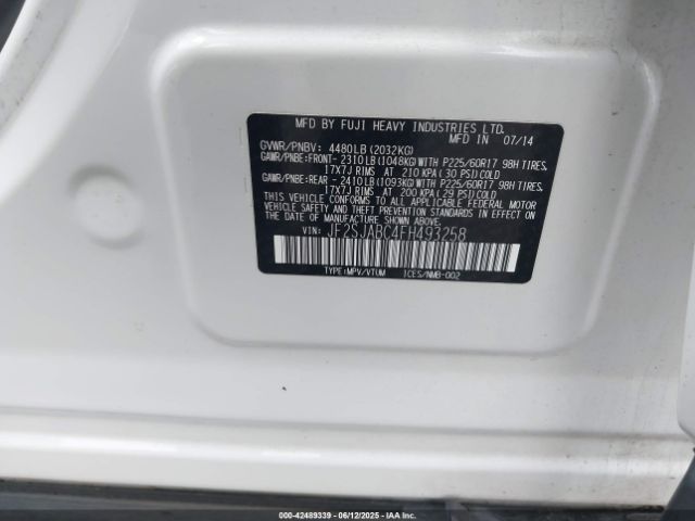 JF2SJABC4FH493258 Subaru 2.5na u5