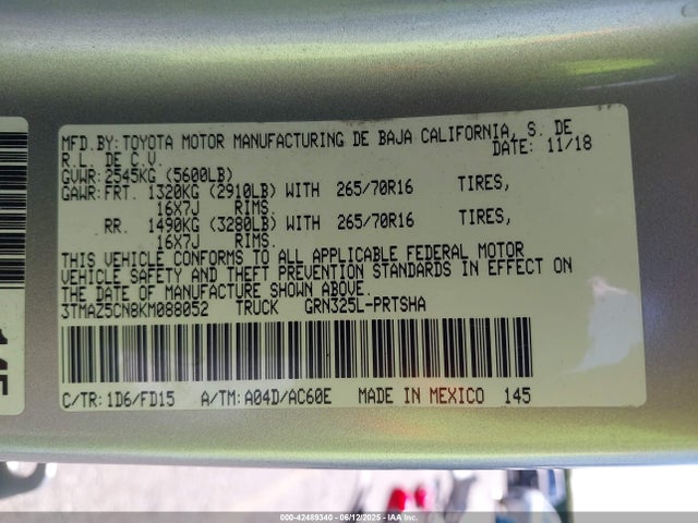 Toyota 2gr-fks 2019 3TMAZ5CN8KM088052 Image 9