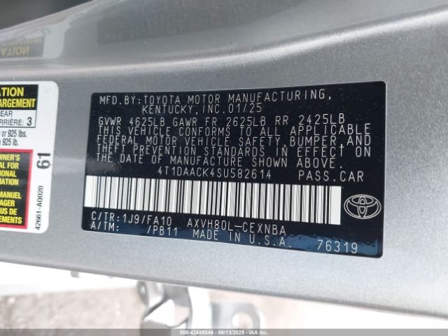 2025 TOYOTA CAMRY 4T1DAACK4SU582614 Photo 8