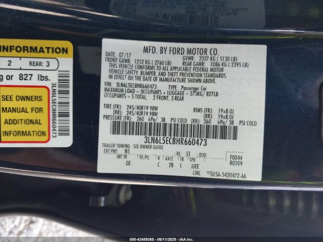 3LN6L5EC8HR660473 Lincoln MKZ
