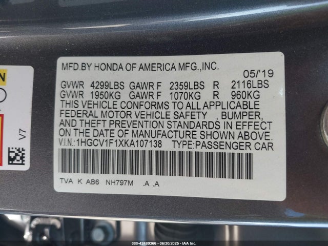 1HGCV1F1XKA107138 Honda ACCORD LX
