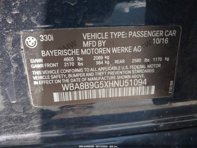 2017 BMW 330I WBA8B9G5XHNU51094 Photo 8