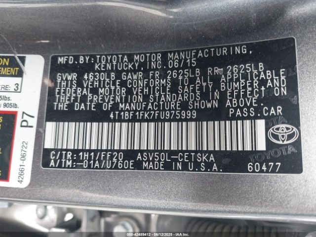 4T1BF1FK7FU975999 Toyota 2ar-fe