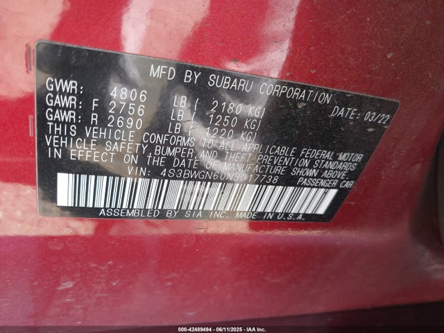Subaru na, u4 2022 4S3BWGN60N3017738 Image 9