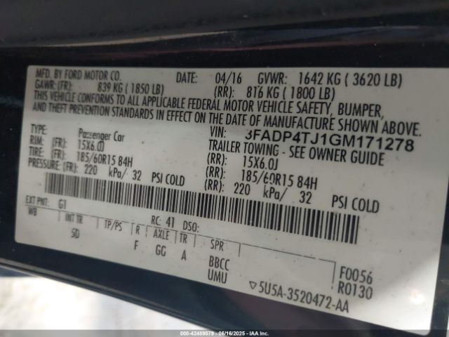 2016 FORD FIESTA 3FADP4TJ1GM171278 Photo 8