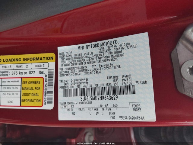 3LN6L5MU2HR643629 Lincoln 2.0l 4v atk