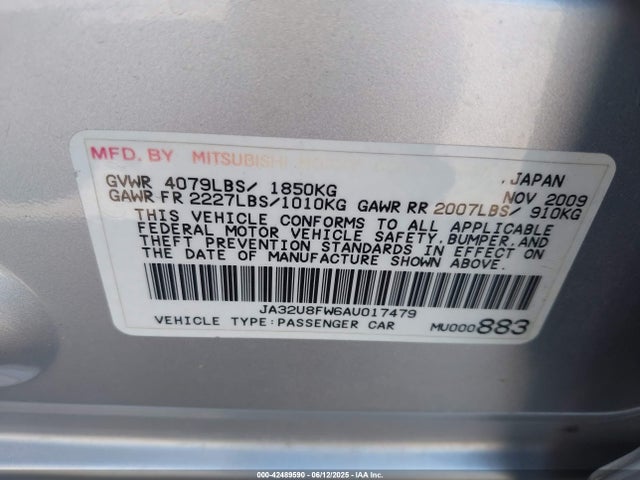 2010 MITSUBISHI LANCER JA32U8FW6AU017479 Photo 8
