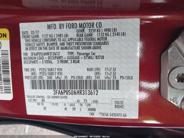 Ford 2.0l 4v atk hev 2017 3FA6P0SU6HR313612 Image 9