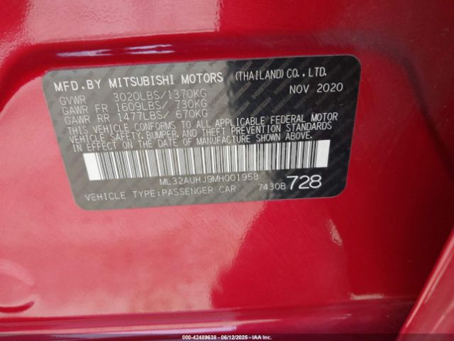 2021 MITSUBISHI MIRAGE ML32AUHJ9MH001958 Photo 8