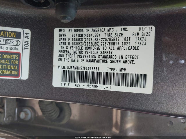 5J6RM4H57FL035851 Honda CR-V EX