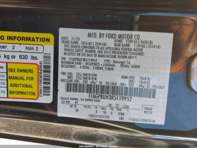 1FAGP8UH3R5119952 Ford Mustang Ecoboost Premium