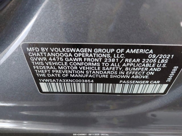 1VWSA7A3XNC003854 Volkswagen 2022