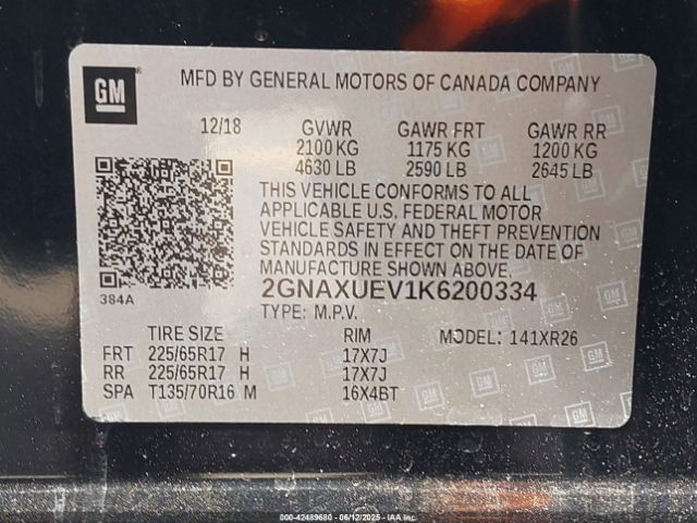 2019 CHEVROLET EQUINOX 2GNAXUEV1K6200334 Photo 8