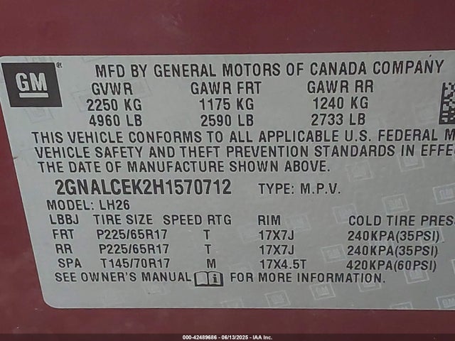 Chevrolet EQUINOX LT 2017 2GNALCEK2H1570712 Image 9