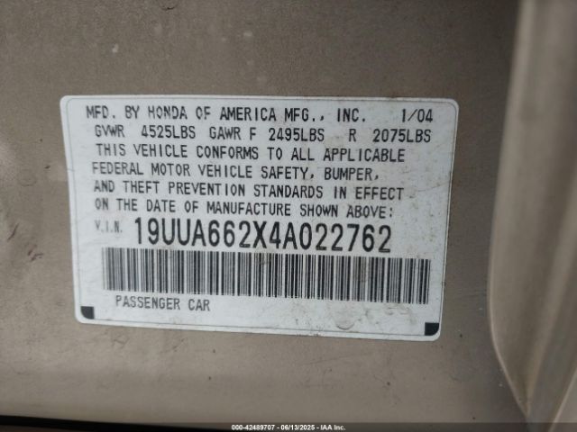 2004 ACURA TL 19UUA662X4A022762 Photo 8