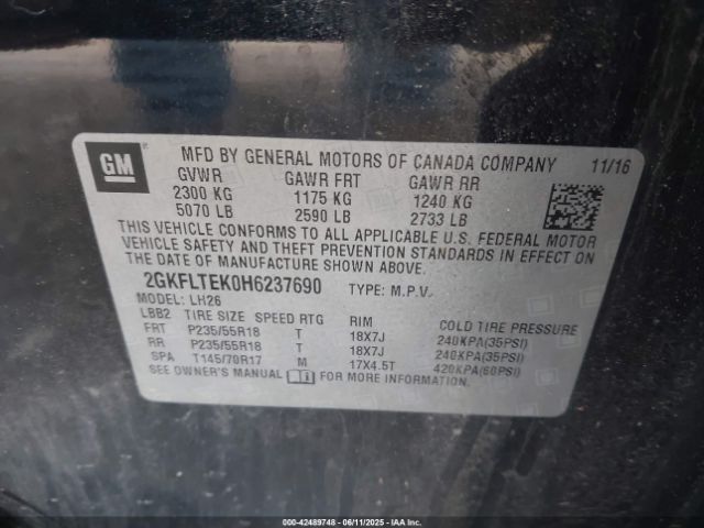 2GKFLTEK0H6237690 GMC Terrain Sle-2