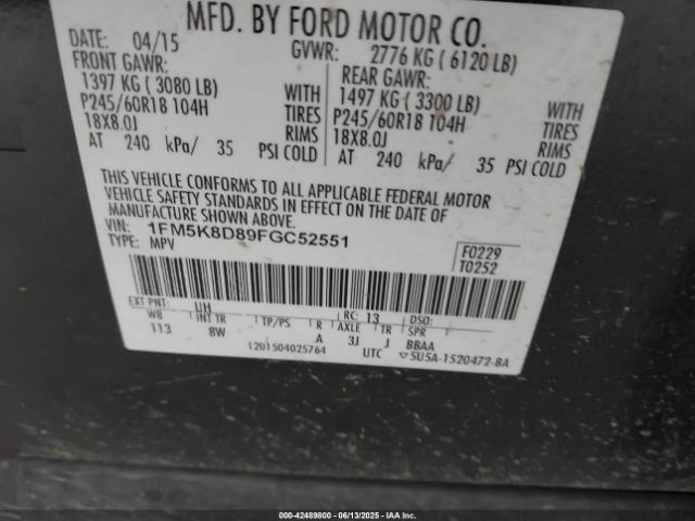 1FM5K8D89FGC52551 Ford 2015