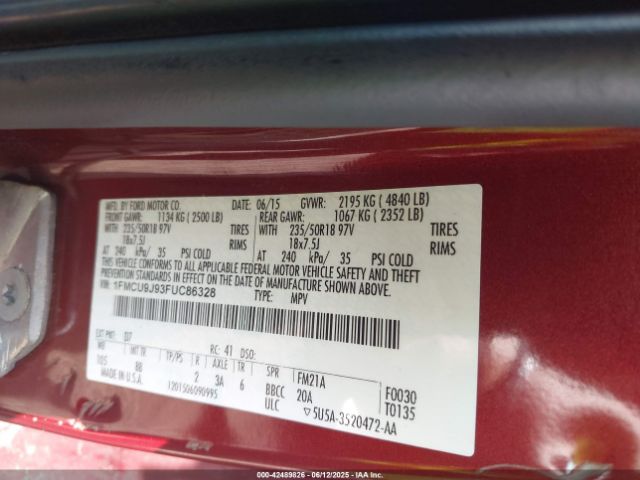 1FMCU9J93FUC86328 Ford Escape Titanium