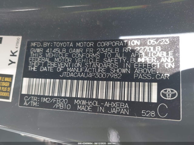 JTDACAAU4P3007982 Toyota m20a-fxs, 1vm