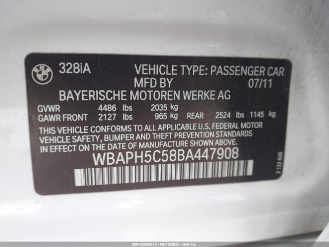 2011 BMW 328I WBAPH5C58BA447908 Photo 8