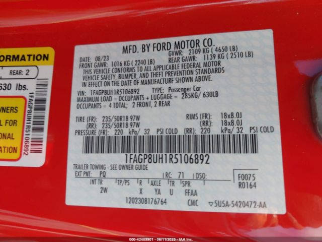 1FAGP8UH1R5106892 Ford Mustang Ecoboost